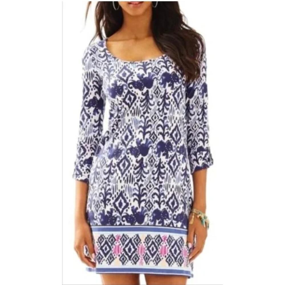 Lilly Pulitzer Ocean Ridge Blue Pink Cotton Mini Dress XXS